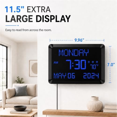 Mesqool 11.5-Inch Large Digital Wall Clock - Image 3