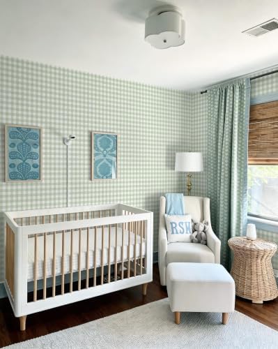 Heroad Green Peel and Stick Wallpaper Gingham Checkered Contact Paper Boho - Image 5