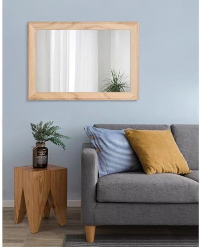 AAZZKANG Rustic Mirrors for Wall Rectangle Wood Frame Mirror Large 26"x18" - Image 7