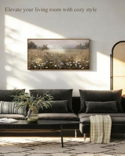 InSimSea Extra Large Framed Vintage Wall Art, Retro Wildflower Field - Image 4