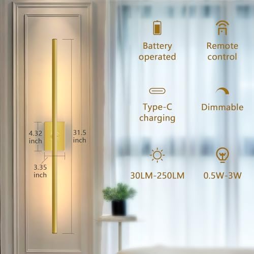 Battery Operated Wall Sconce, 10000mAh 4CCT Dimmable - Image 6