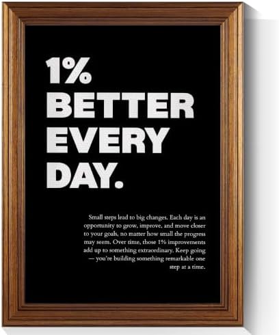 1% Better Every Day Motivational Canvas Wall Art, Growth Mindset Inspirational by Handmade