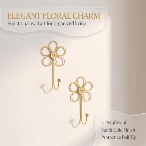 4 Pcs Heavy Duty Decorative Wall Hooks, Creative Flower Shaped Wall Mounted Hook - Image 6