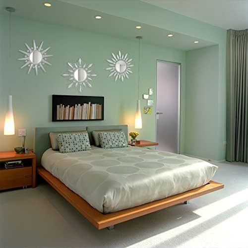 Silver Mirrors Wall Decor, Metal Sunburst Mirror Wall Art Decor Mirror - Image 2