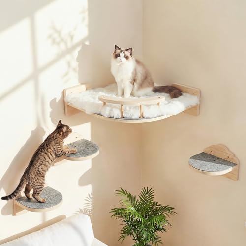 Cat Shelves for Wall, Corner Cat Wall Shelf by YAQUHO