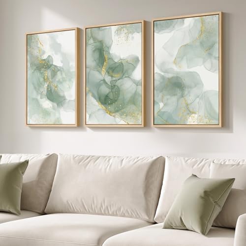 Framed Sage Green Abstract Wall Art - Image 5