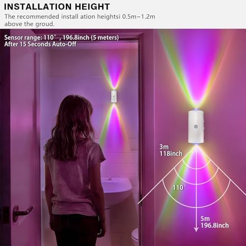 Rechargeable Motion Sensor Light Indoor, Magnetic RGB Wall Sconces 2 Pack - Image 4