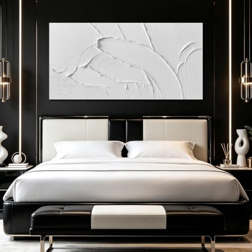 MDHKVPM Minimalist White 3D Thick Texture Abstract Canvas Wall Decor - Image 3