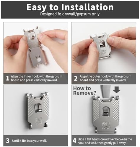 111Pcs 25 40 65 LB Drywall Picture Hangers Claw Heavy Duty No Damage - Image 4
