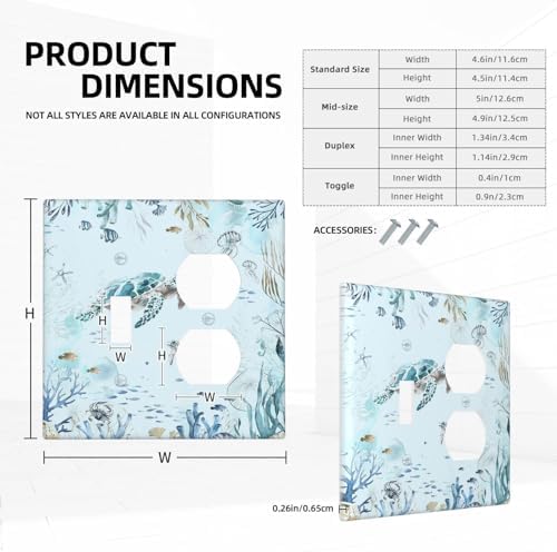 Wallplates Teal Blue Ocean Sea Turtle Seabed Plants 1 Toggle 1 Duplex Switch - Image 5
