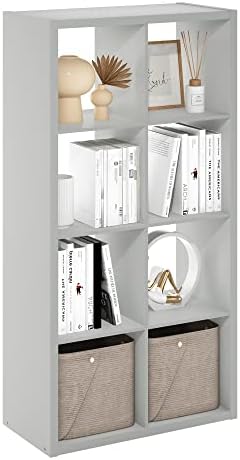 Furinno Cubicle Open Back Decorative Cube Storage Organizer, Light Grey by Furinno-FitsYourSpaceFitsYourBudget