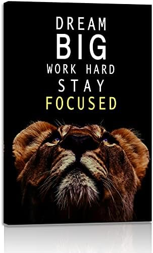 AMART SUN Dream Big and Work Hard • Motivational Print Canvas Wall Art • by AMARTSUN