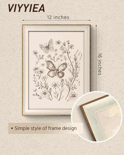VIYYIEA Framed Wall Art Botanical Butterfly Canvas Print, 12×16 Inch - Image 2
