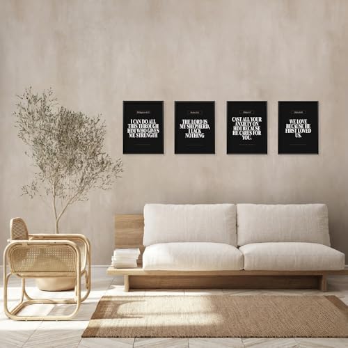 Locomiss Black Christian Modern Bible Verse Wall Art Decor Posters - Image 4