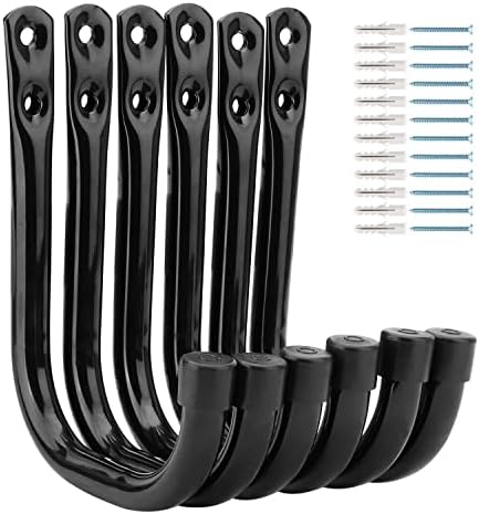 Garage Hooks, 6 Pack Heavy Duty Storage Hooks, 4.1Inch Garden Tool Utility Hooks by Whrsinlor