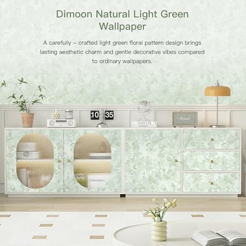 Dimoon 17.3" X 385" Peel and Stick Wallpaper Floral Boho Green Contact Paper - Image 4