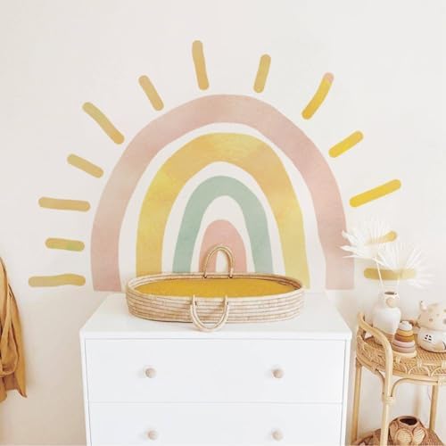 44.09x29.13in Boho Large Sun Kids Nursery Fabric Wallpaper Wall Stickers by Liwo