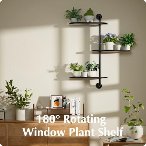 Rotating Window Plant Shelves 3-Tier, Wooden Window Shelf - Image 4