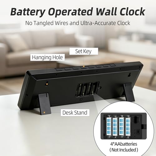 15-Inch Battery Operated Digital Wall Clock, Large LCD - Image 6