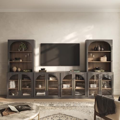 BELLEZE Jagger 130" Wall Unit 6-Piece Modular TV Stand by BELLEZE