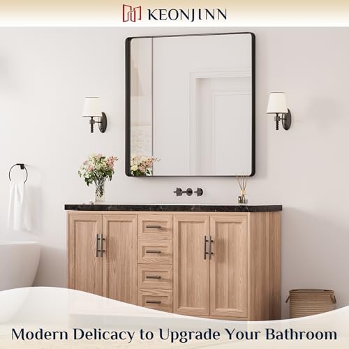 Keonjinn 36 x 36 Inch Black Bathroom Mirrors - Image 2