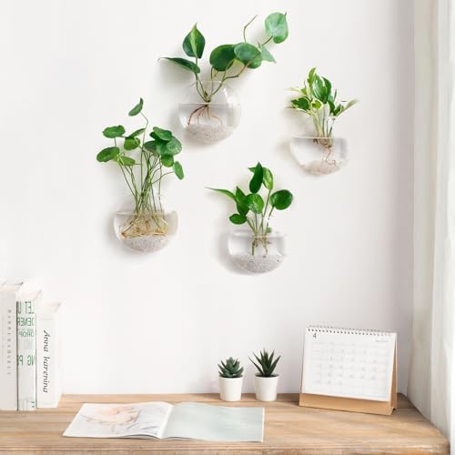 Mkono Wall Propagation Planters, 4 Pack Oblate Hanging Plant Holder Vase - Image 3