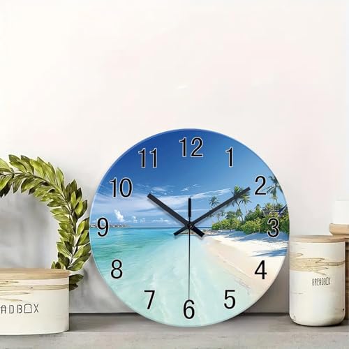 XFM Blue Beach Coastal Wall Clock 16 Inch Silent Seascape - Image 5