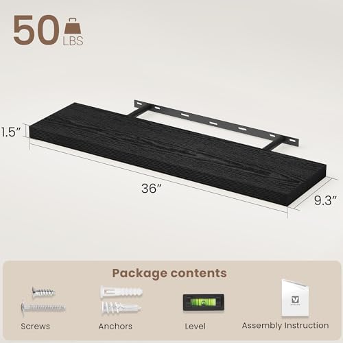 Vivelove Floating Shelves 9 inch Deep 36”Long Set of 2 - Image 3