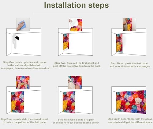 Floral Peel and Stick Wallpaper Multicolor Red Rose Wall Mural - Image 6