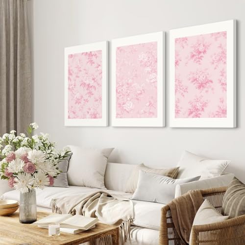 Pink Floral Wall Art Chinoiserie Flower Wall Decor Pictures Aesthetic Canvas - Image 4