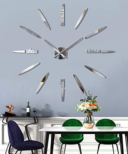 DIY Wall Clock, 3D Mirror Stickers Large Frameless Wall Clock Modern Design by SIEMOO