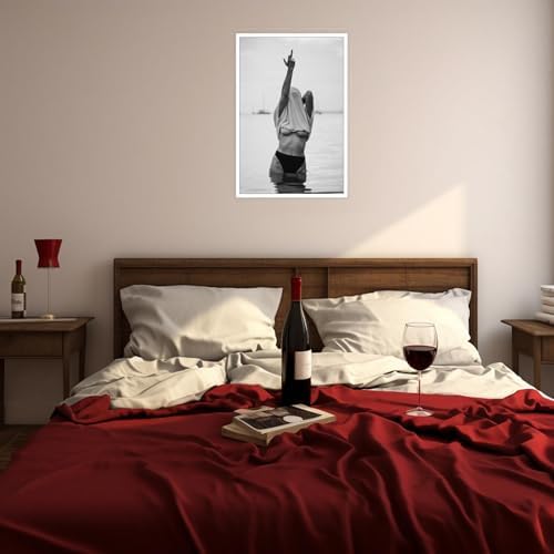 Enveable Retro Feminist Middle Finger Posters Black And White Canvas Wall Art - Image 2