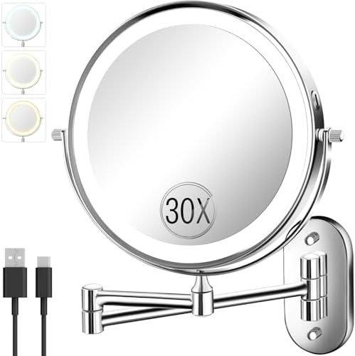 VFD 8'' 30X/1X Wall Mounted Lighted Magnifying Makeup Mirror by VFD