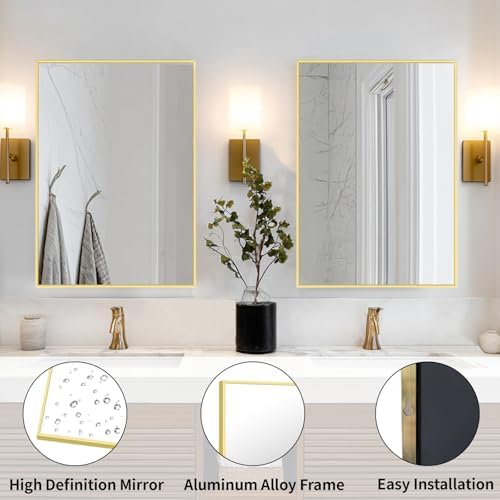 Sunniry 20X24 inch Gold Vanity Mirror, Mirror - Image 2