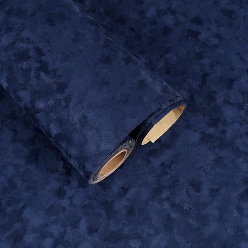 Navy Blue Mottled Velvet Drawer Liner 15.7"x118" Self Adhesive Velvet Flocking by FANCYEASY
