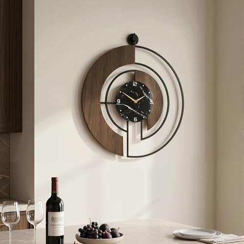 Cuspin 24 Inch Wall Clock Modern Walnut Marble Dial Large Decorative Clock - Image 2