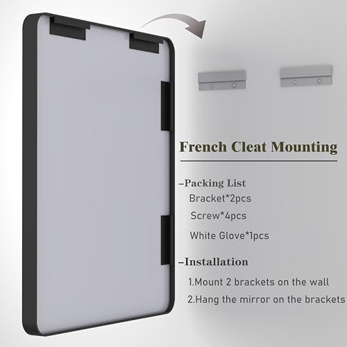 55x30 Black Matte Mirror for Bathroom - Image 6
