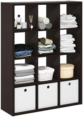 Furinno Cubicle 12-Cube Thick Frame Book Shelf, Open Back by Furinno-FitsYourSpaceFitsYourBudget