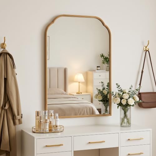 36"x24" Gold Bathroom Scalloped Mirror, Rust-Proof Metal Frame - Image 6