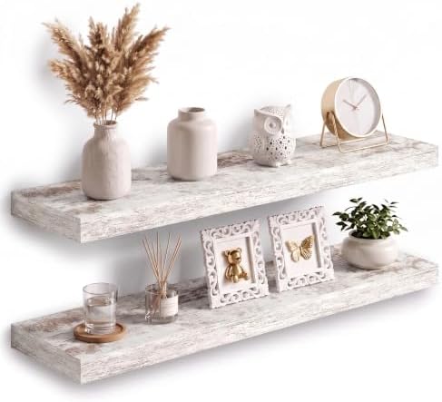 30x8in Floating Shelves 2 Pack, Wall Mount Display Shelf by Acovy