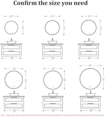 Round LED Bathroom Mirror, 26 Inch, HD Shatterproof Tempered Glass - Image 2