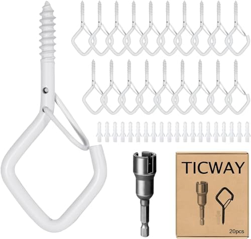 Ceiling Screw Hooks for Hanging Plants, Safety Buckle by Ticway