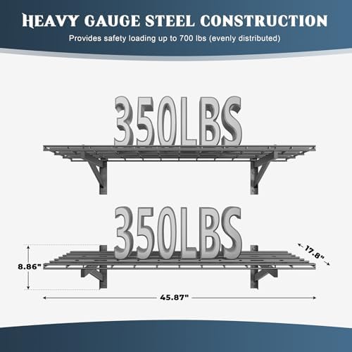 Jusgym 2 Pack Garage Shelving Wall Mounted, 700LB Heavy Load - Image 2