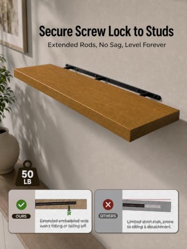 ROGMARS 72 Inches Long Walnut Floating Shelves - Image 6