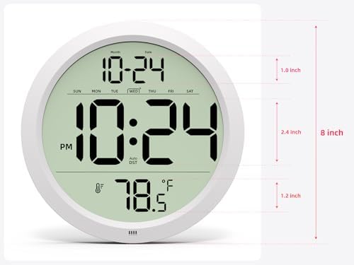 Digital Wall Clock Battery-Operated, 8 Inch Small Decorative Modern Wall Clock - Image 2