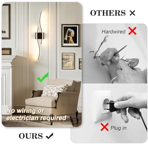 KARTOOSH Wireless Wall Sconces Set of 2, Dimmable LED Sconce - Image 2