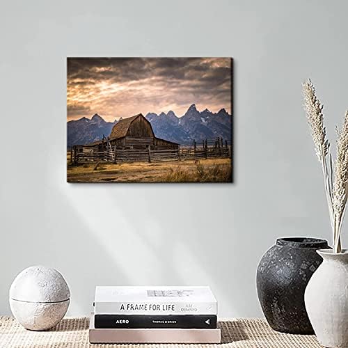 Grand Teton National Park Canvas Wall Art Sunset Moulton Barn Landscape Wall - Image 4
