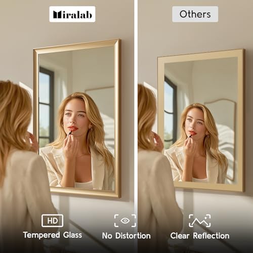 2 Pack Brushed Gold Bathroom Mirrors - Image 4