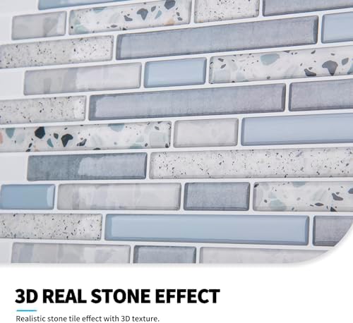 Art3d Peel and Stick Stone Wall Tile, 11.8 x 11.8 in, Light Blue - Image 4
