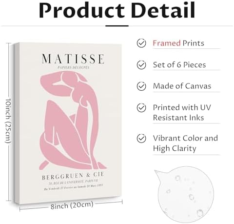 Henri Matisse Wall Art Prints Pink Blue Canvas Wall Decor Aesthetic Pictures - Image 2